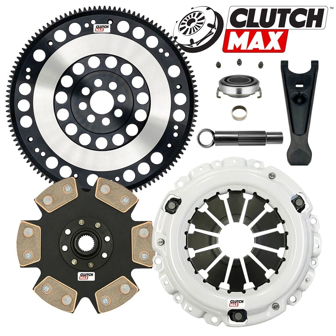 CLUTCHMAX  STAGE 4 CLUTCH KIT & PERFORMANCE CHROMOLY FLYWHEEL & FORK BUNDLE SET [CM08037HDDLSF-CFP140-ST4]