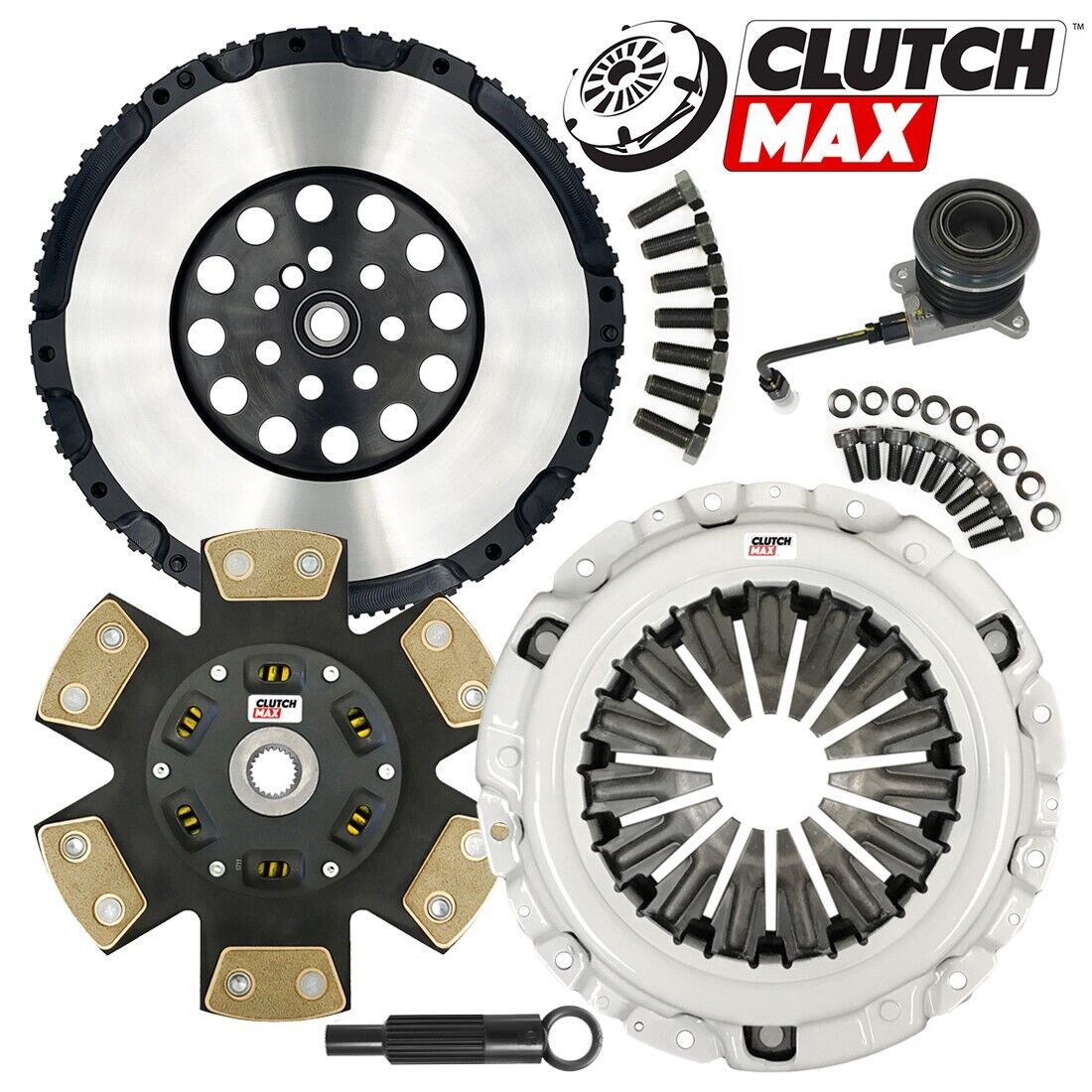 CLUTCHMAX  STAGE 4 CLUTCH KIT & PERFORMANCE CHROMOLY FLYWHEEL WITH SLAVE CYLINDER BUNDLE SET [CM05960HDCWS-LSF05960-ST4]