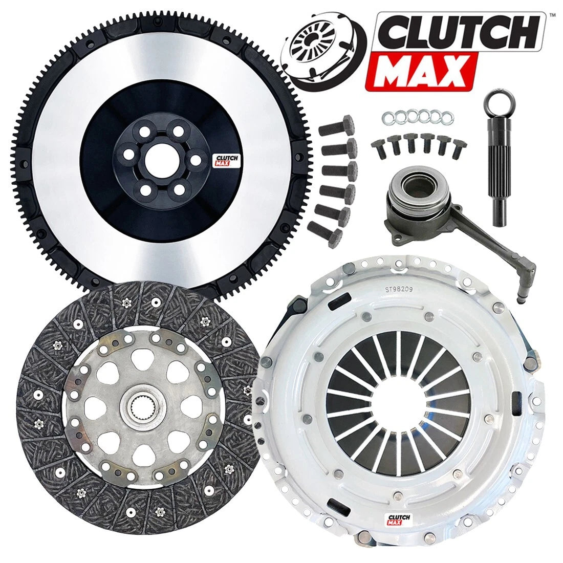 CLUTCHMAX STAGE 1 CLUTCH KIT & PERFORMANCE CHROMOLY FLYWHEEL BUNDLE SET WITH SLAVE CYLINDER [CM02017HDRWS-LSF02017-ST1]