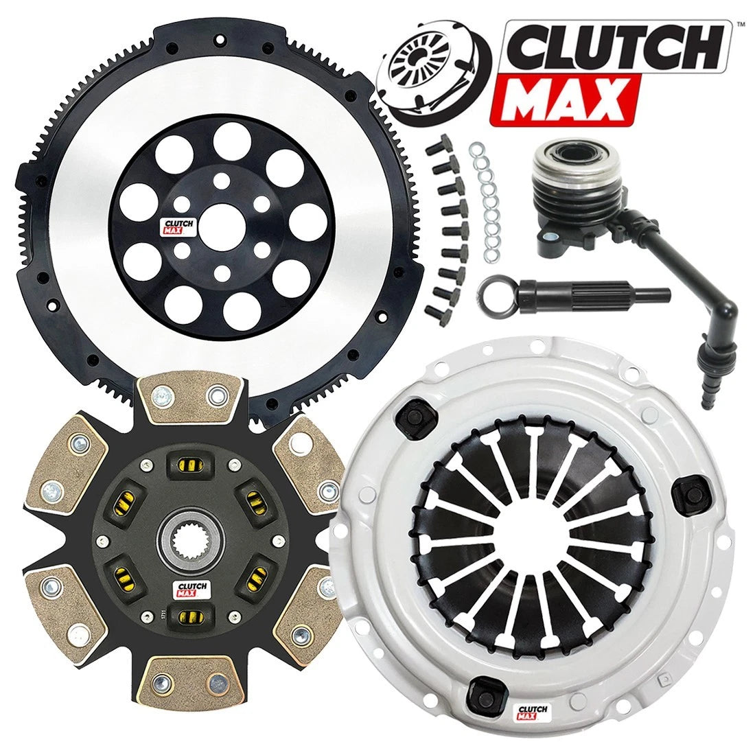 CLUTCHMAX  STAGE 3 CLUTCH KIT & PERFORMANCE CHROMOLY FLYWHEEL WITH SLAVE CYLINDER BUNDLE SET [CM06055HDCWS-LSF06055-ST3]