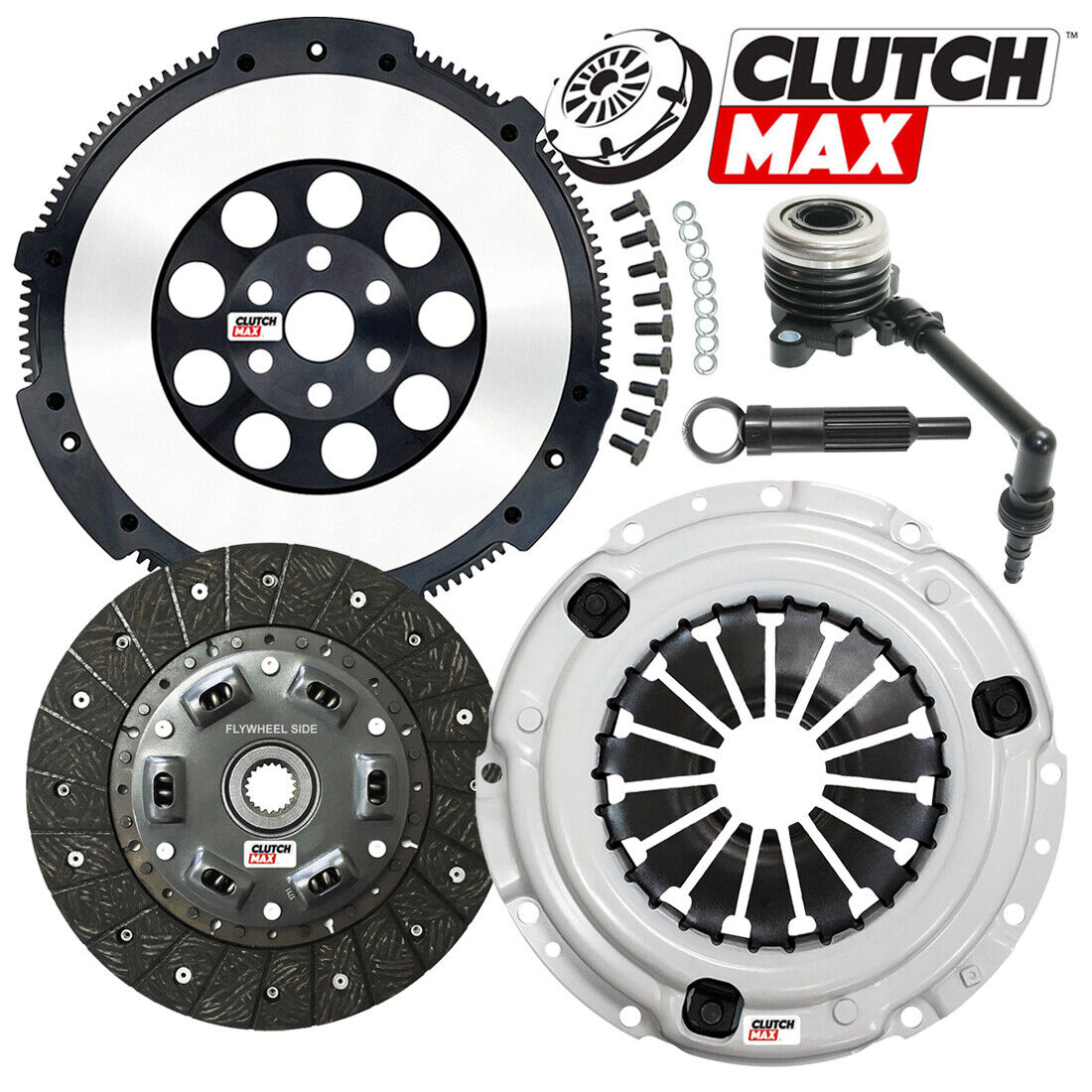 CLUTCHMAX STAGE 2 CLUTCH KIT & PERFORMANCE CHROMOLY FLYWHEEL WITH SLAVE CYLINDER BUNDLE SET [CM06255HDWS-LSF06055-ST2]