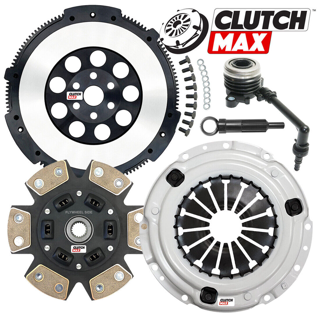 CLUTCHMAX STAGE 3 CLUTCH KIT & PERFORMANCE CHROMOLY FLYWHEEL WITH SLAVE CYLINDER BUNDLE SET [CM06255HDCWS-LSF06055-ST3]