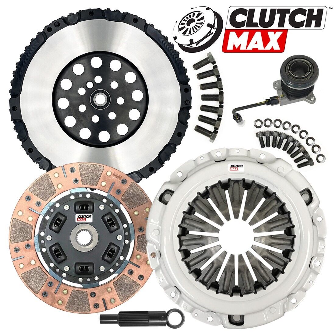 CLUTCHMAX  STAGE 3 CLUTCH KIT & PERFORMANCE CHROMOLY FLYWHEEL WITH SLAVE CYLINDER BUNDLE SET [CM05960DFWS-LSF05960-ST3]