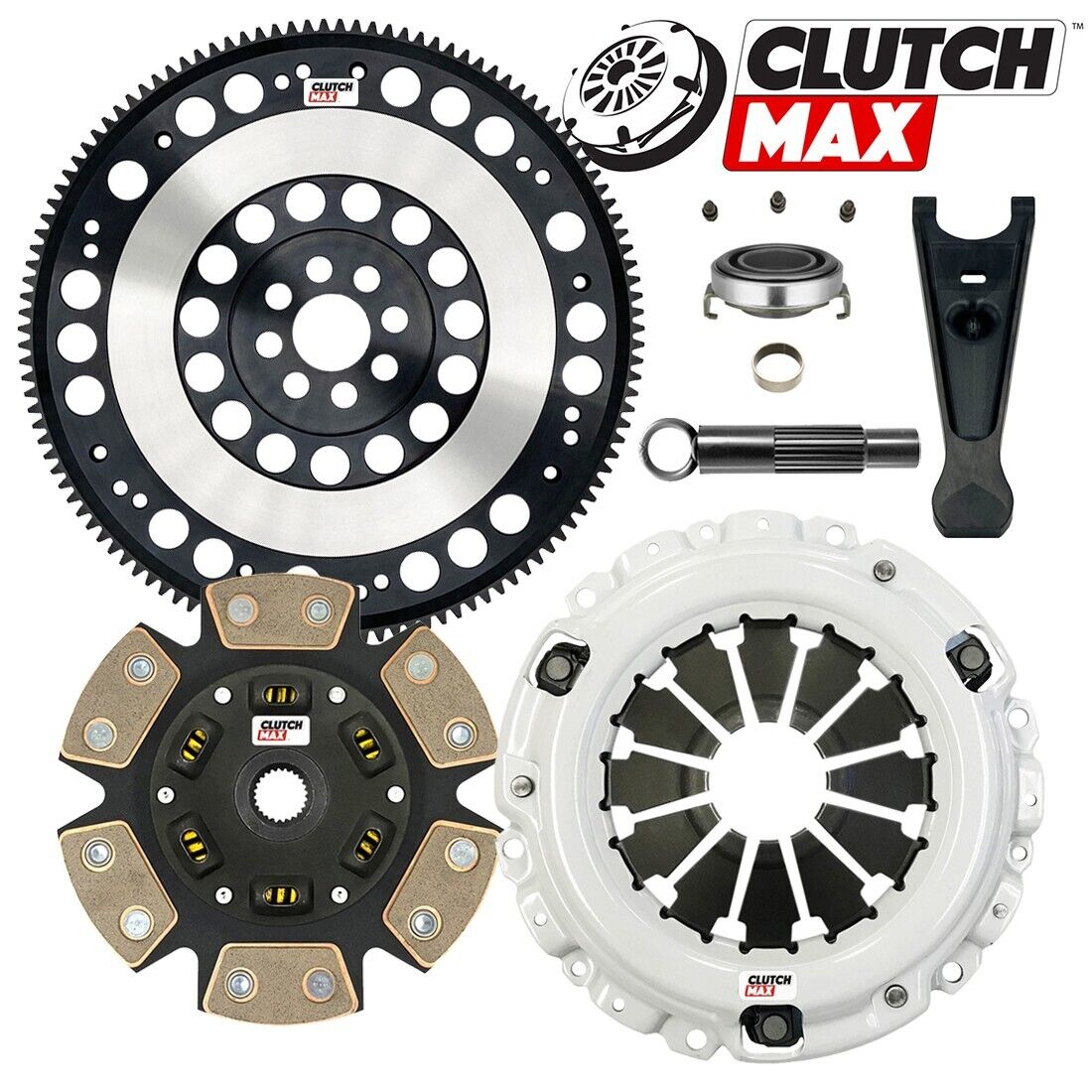 CLUTCHMAX  STAGE 3 CLUTCH KIT & PERFORMANCE CHROMOLY FLYWHEEL & FORK BUNDLE SET [CM08037HDCLSF-CFP140-ST3]