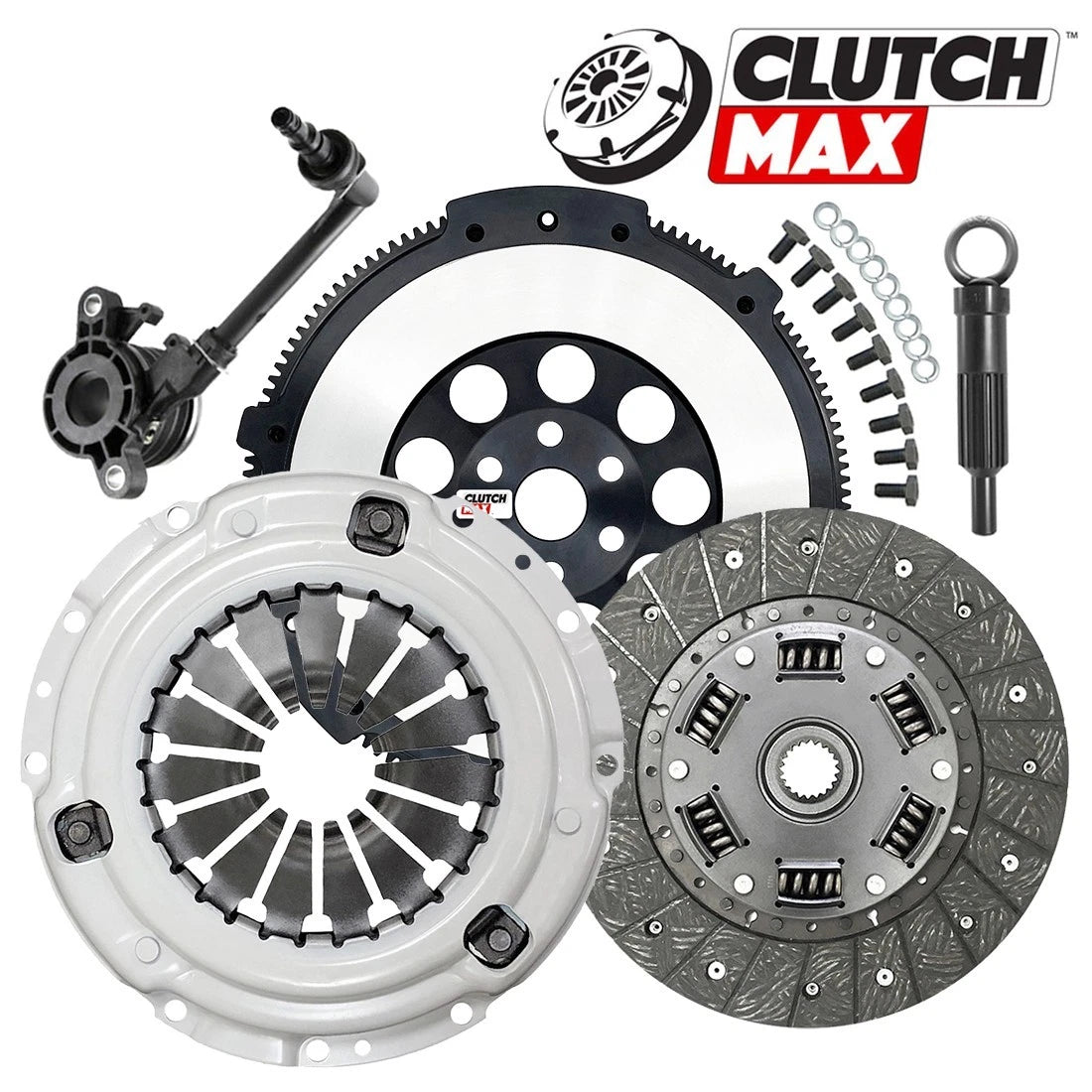 CLUTCHMAX OEM CLUTCH KIT & PERFORMANCE CHROMOLY FLYWHEEL WITH SLAVE CYLINDER BUNDLE SET [CM06055HDWS-LSF06055-CK]
