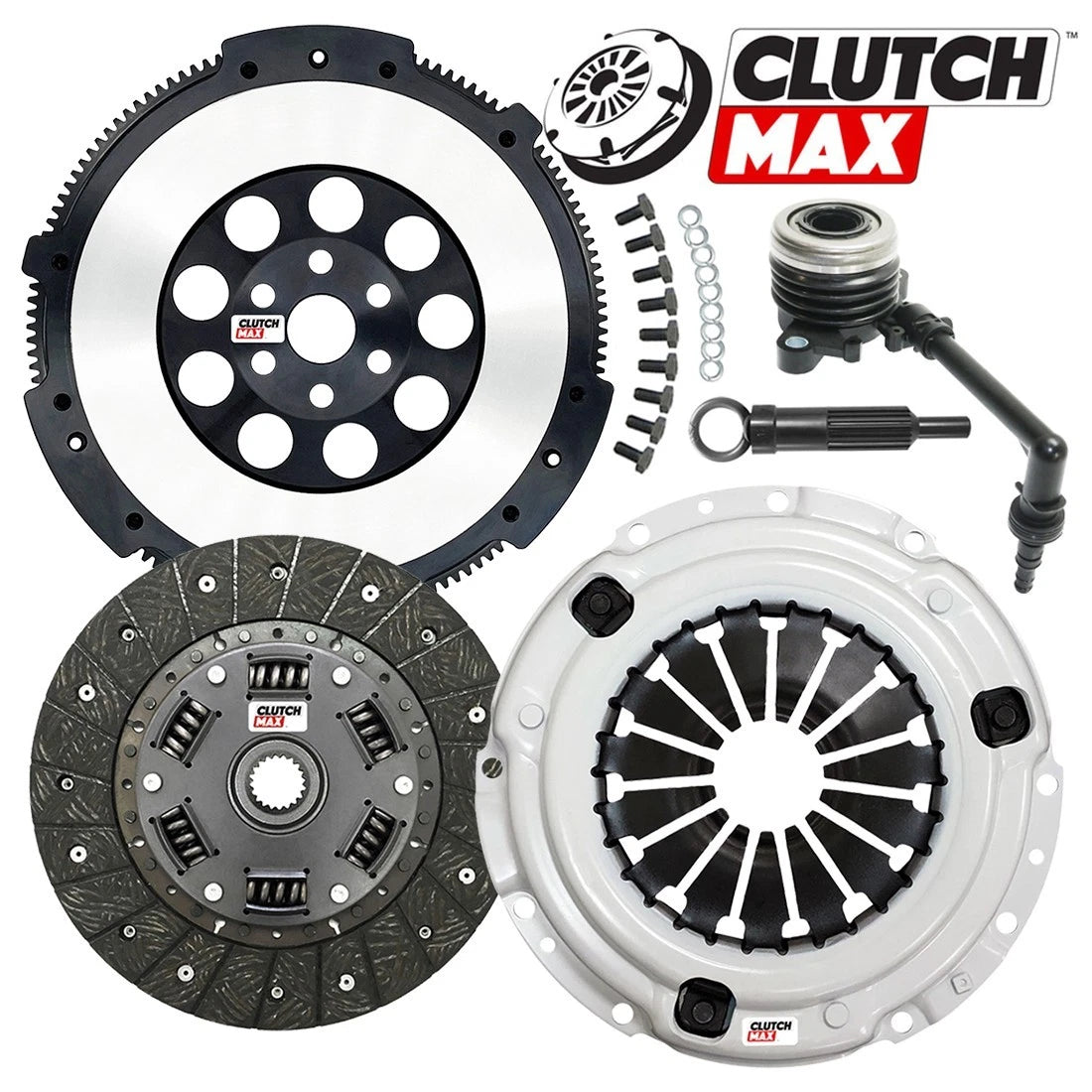 CLUTCHMAX  STAGE 2 CLUTCH KIT & PERFORMANCE CHROMOLY FLYWHEEL WITH SLAVE CYLINDER BUNDLE SET [CM06055HDWS-LSF06055-ST2]