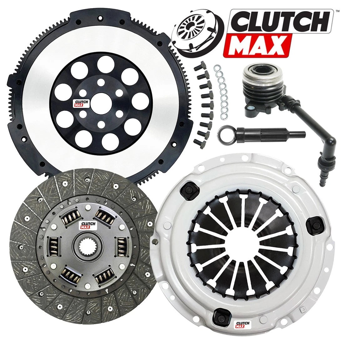 CLUTCHMAX  STAGE 1 CLUTCH KIT & PERFORMANCE CHROMOLY FLYWHEEL WITH SLAVE CYLINDER BUNDLE SET [CM06055HDWS-LSF06055-ST1]